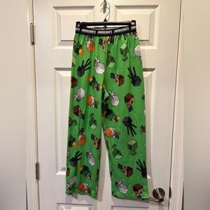 Minecraft Themed Green Big Kids Pajama Bottoms